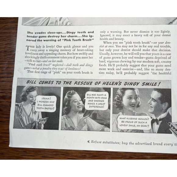1938 Ipana Tooth Paste Vintage Print Ad Tooth Decay Dingy Teeth - Picture 5 of 6
